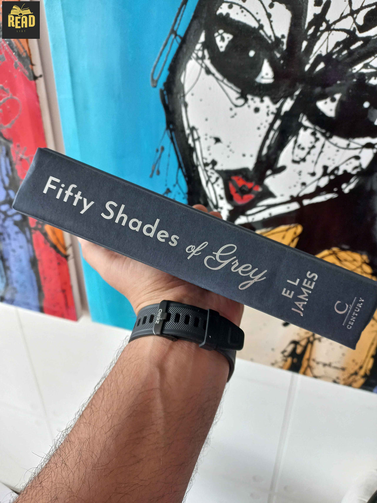 Side cover of Fifty Shades of Grey by E. L. James, the bestselling contemporary romance novel.