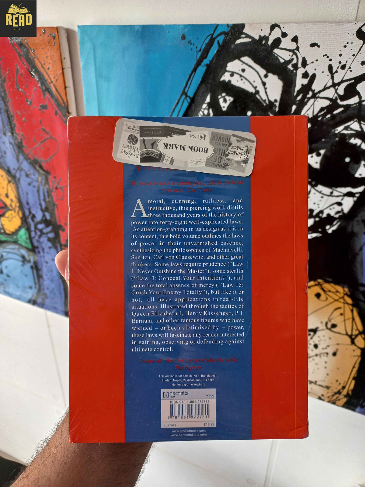 Back cover of The 48 Laws of Power by Robert Greene, the internationally bestselling book on power, strategy, leadership, and human psychology.