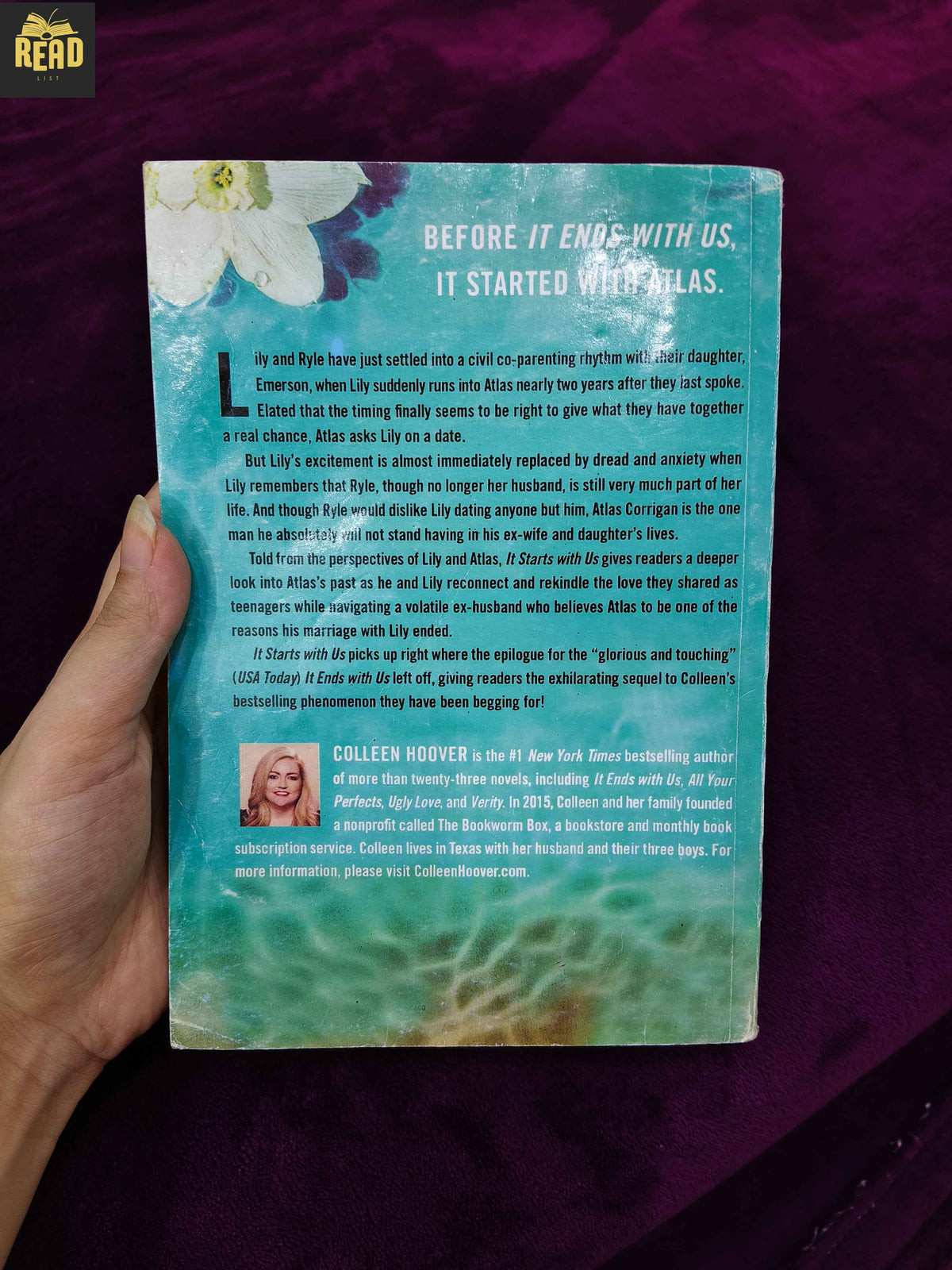 It Starts with Us by Colleen Hoover romance novel back cover
