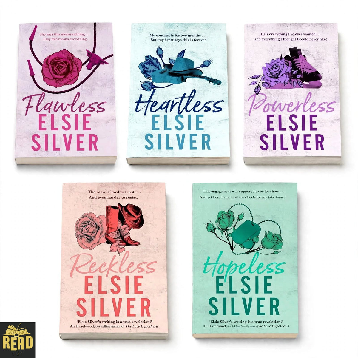 Chestnut Springs 5 book set by Elsie Silver featuring Flawless Powerless Reckless Hopeless and Heartless