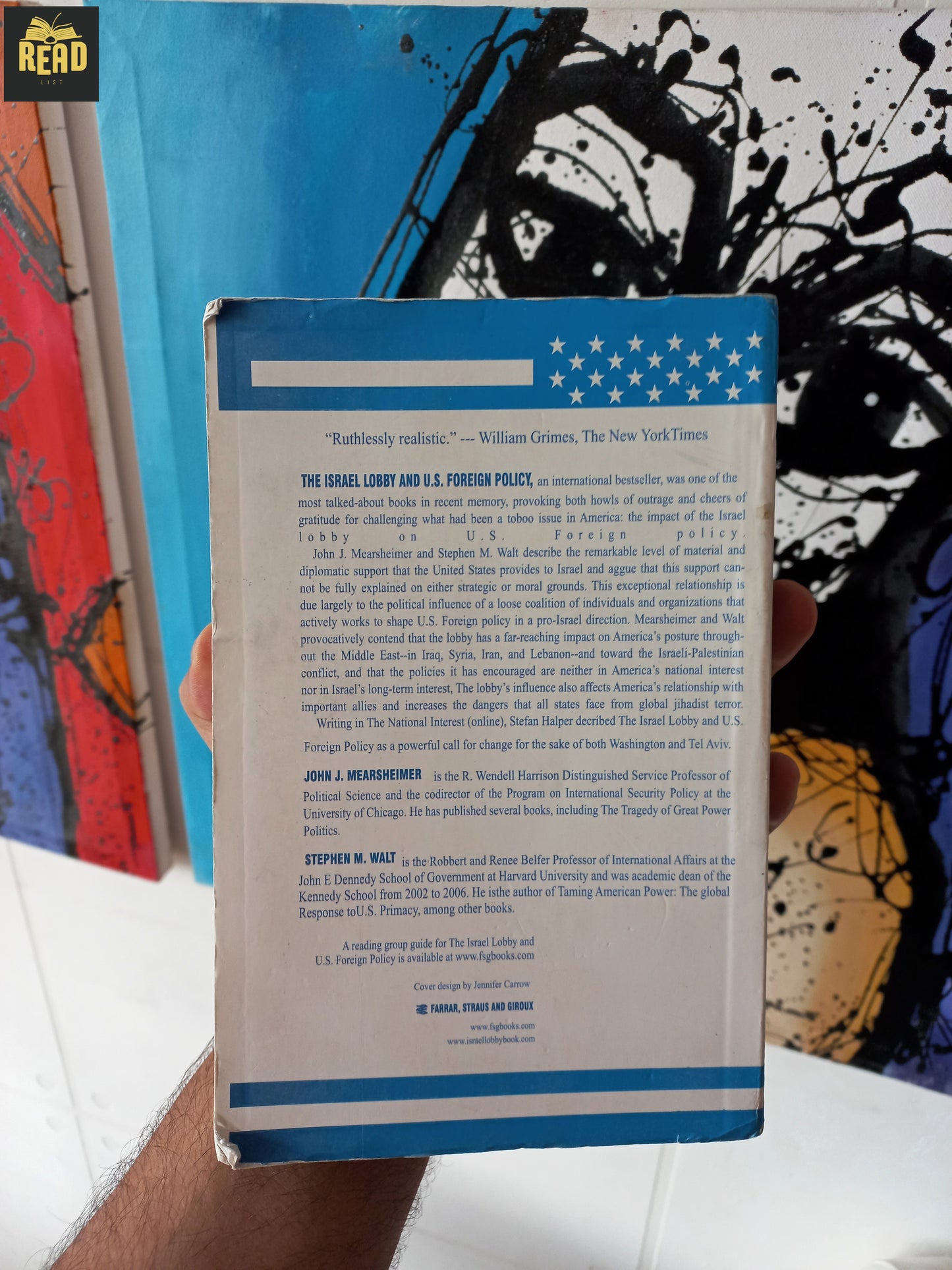 Back cover of The Israel Lobby and U.S. Foreign Policy by John J. Mearsheimer and Stephen M. Walt.