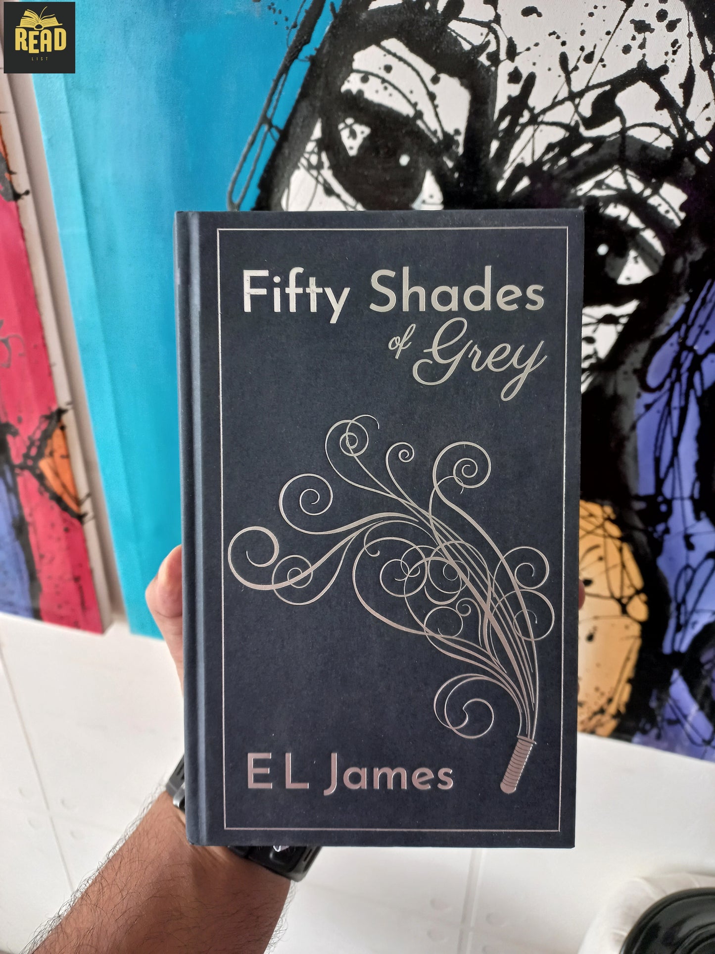 Front cover of Fifty Shades of Grey by E. L. James, the bestselling contemporary romance novel.