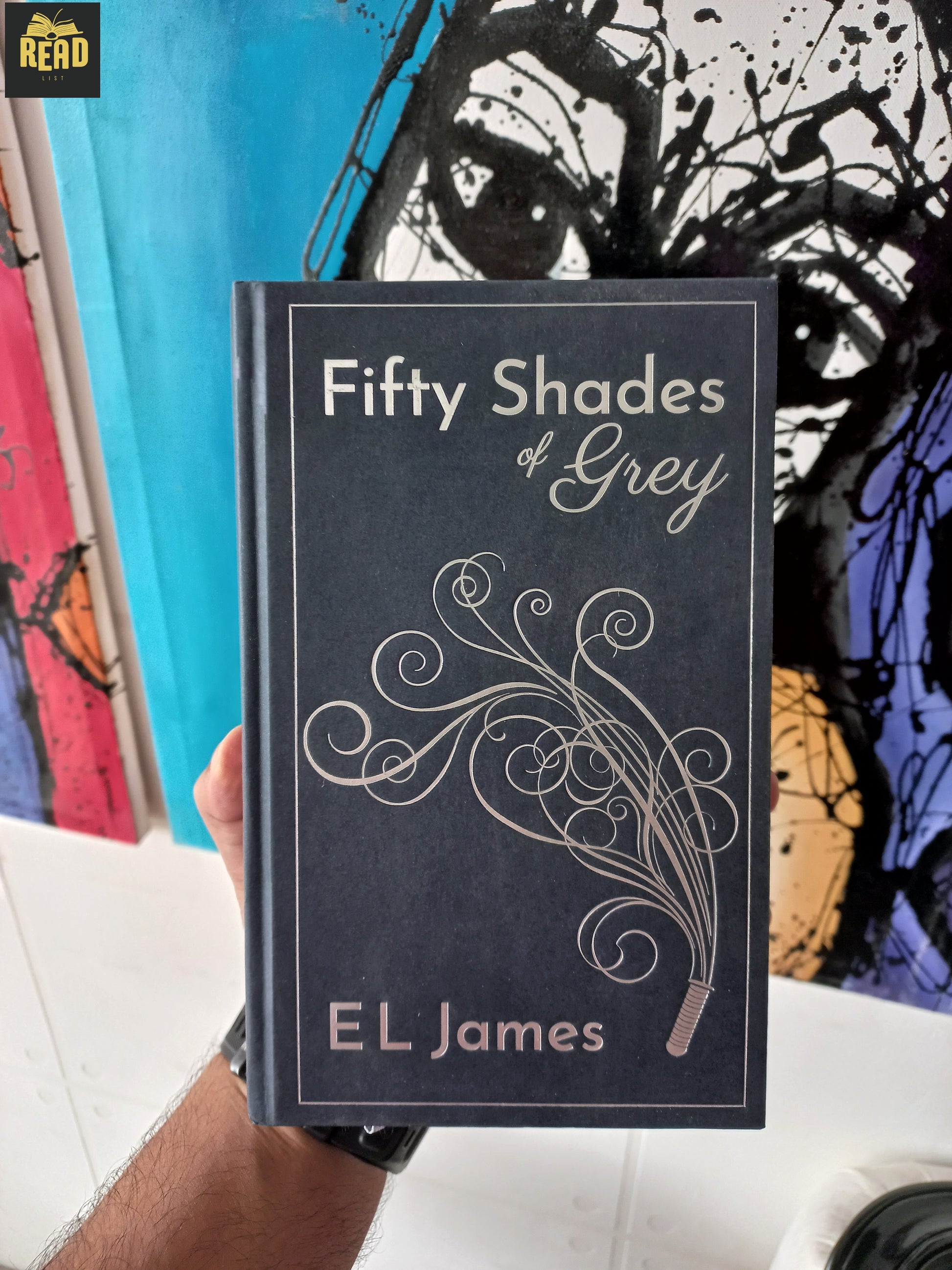 Front cover of Fifty Shades of Grey by E. L. James, the bestselling contemporary romance novel.