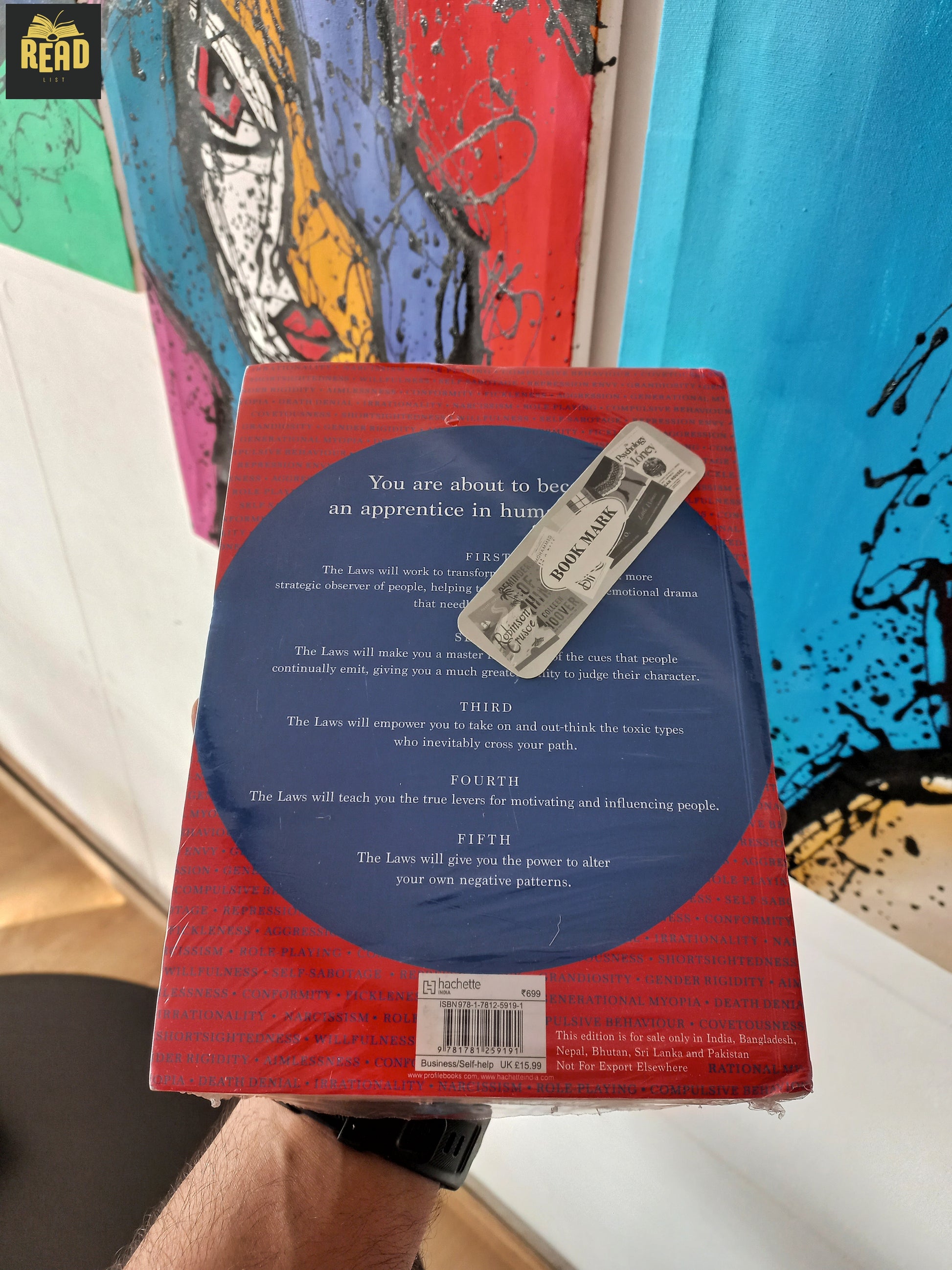Back cover of The Laws of Human Nature by Robert Greene, a bestselling psychology and self-help book.