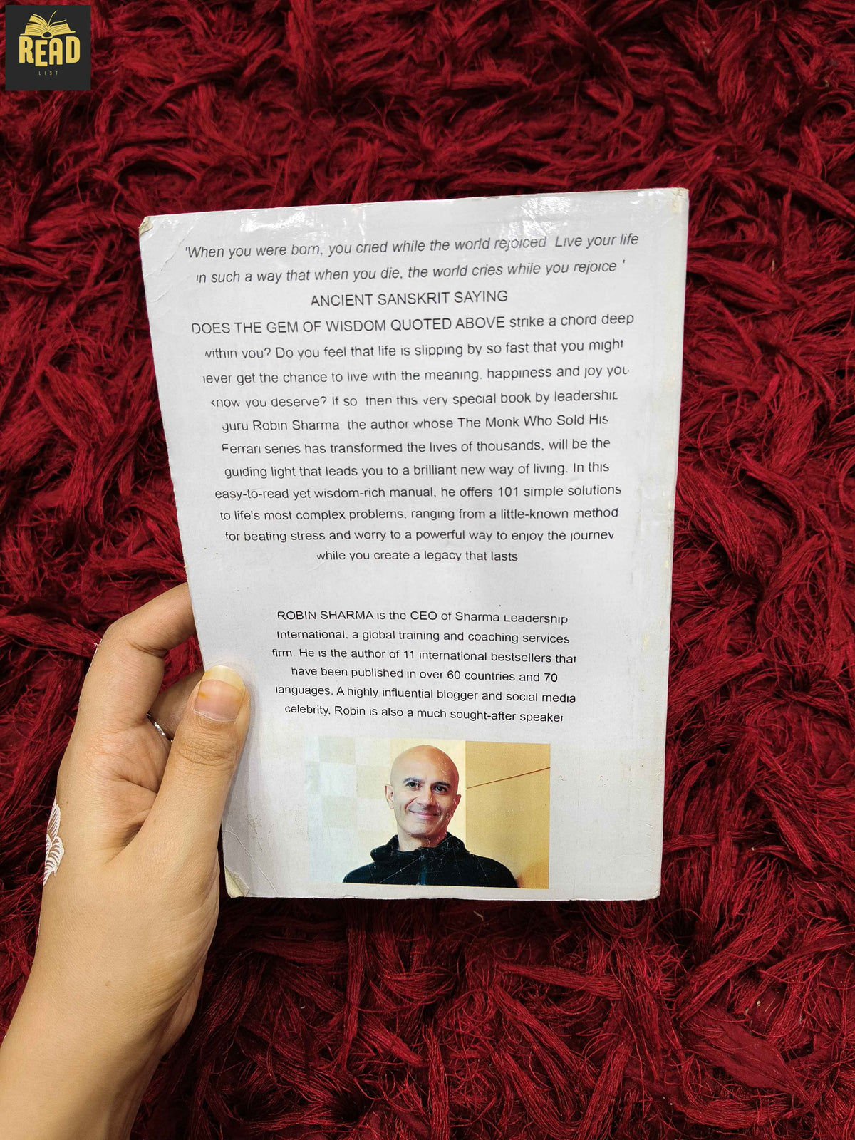 Who Will Cry When You Die? by Robin Sharma back cover