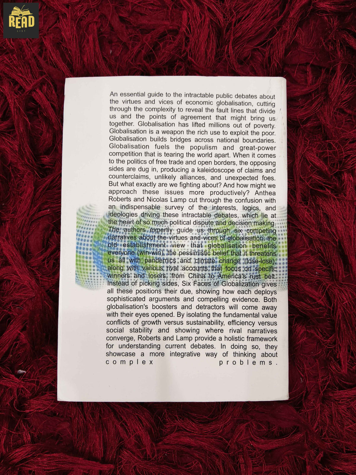 Six Faces of Globalization by Anthea Roberts and Nicolas Lamp back cover