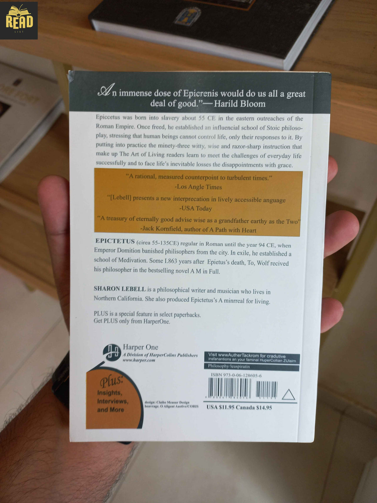 The Art of Living by Epictetus translated by Sharon Lebell back cover