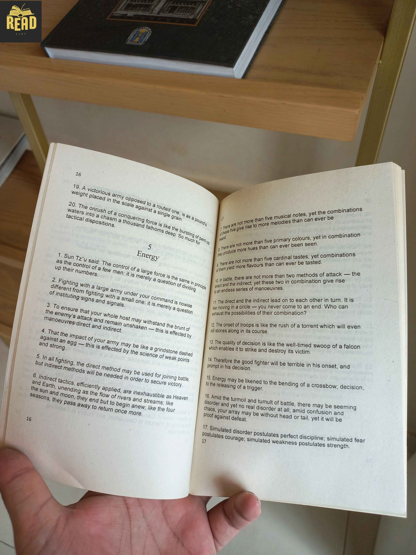Inside pages of The Art of War by Sun Tzu