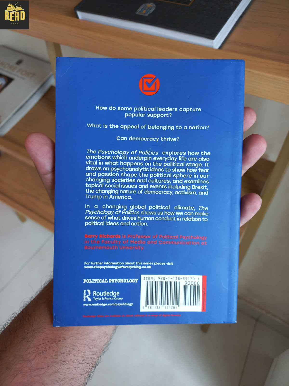 The Psychology of Politics by Barry Richards back cover