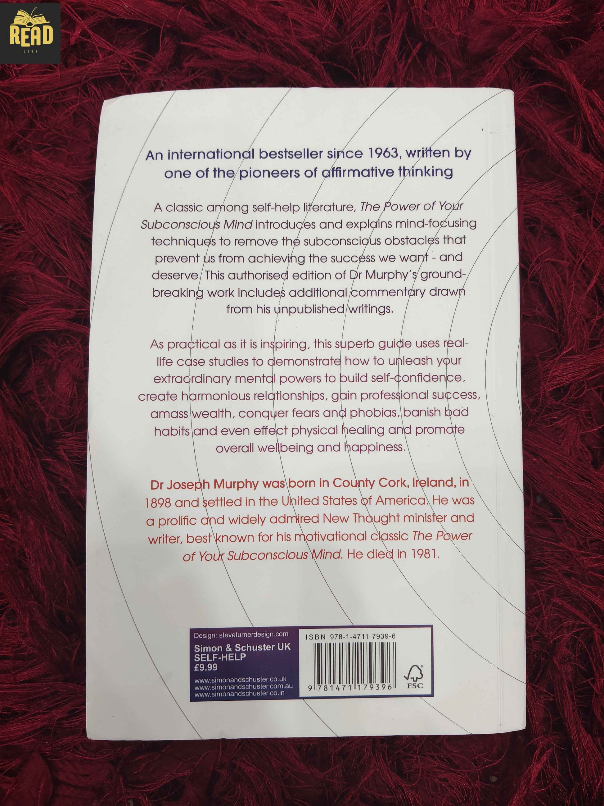 The Power of Your Subconscious Mind by Dr. Joseph Murphy back cover