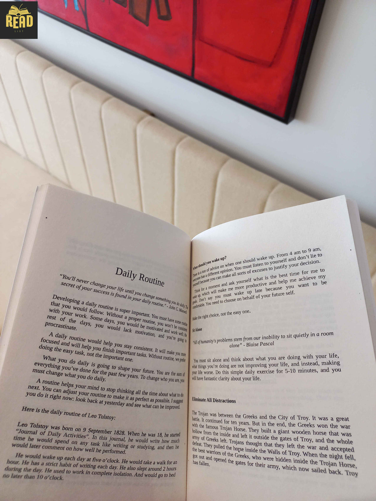 Inside pages of The Art of Laziness by Library Mindset