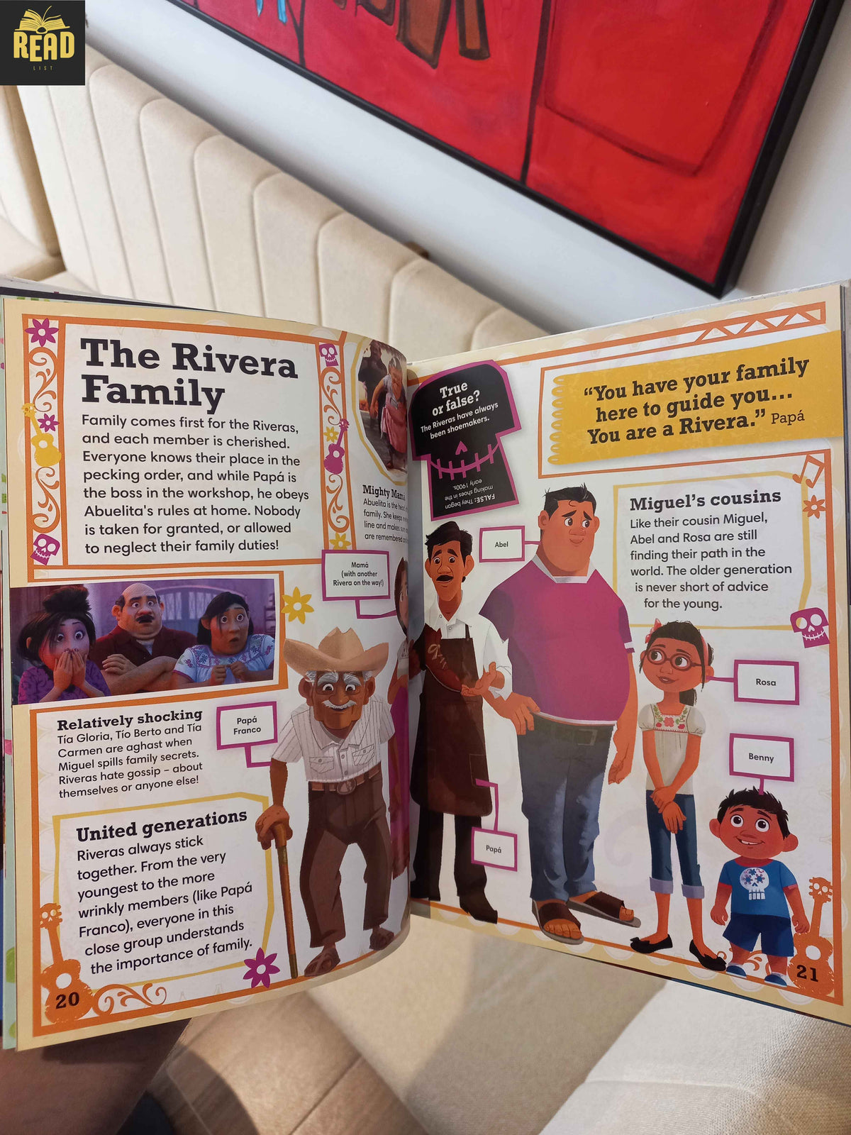 Inside pages of Disney Pixar Coco The Essential Guide