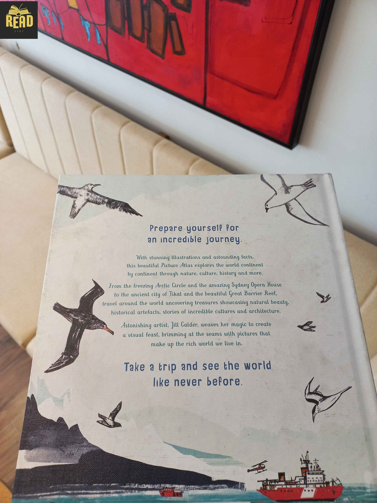 The Picture Atlas by Simon Holland illustrated by Jill Calder back cover