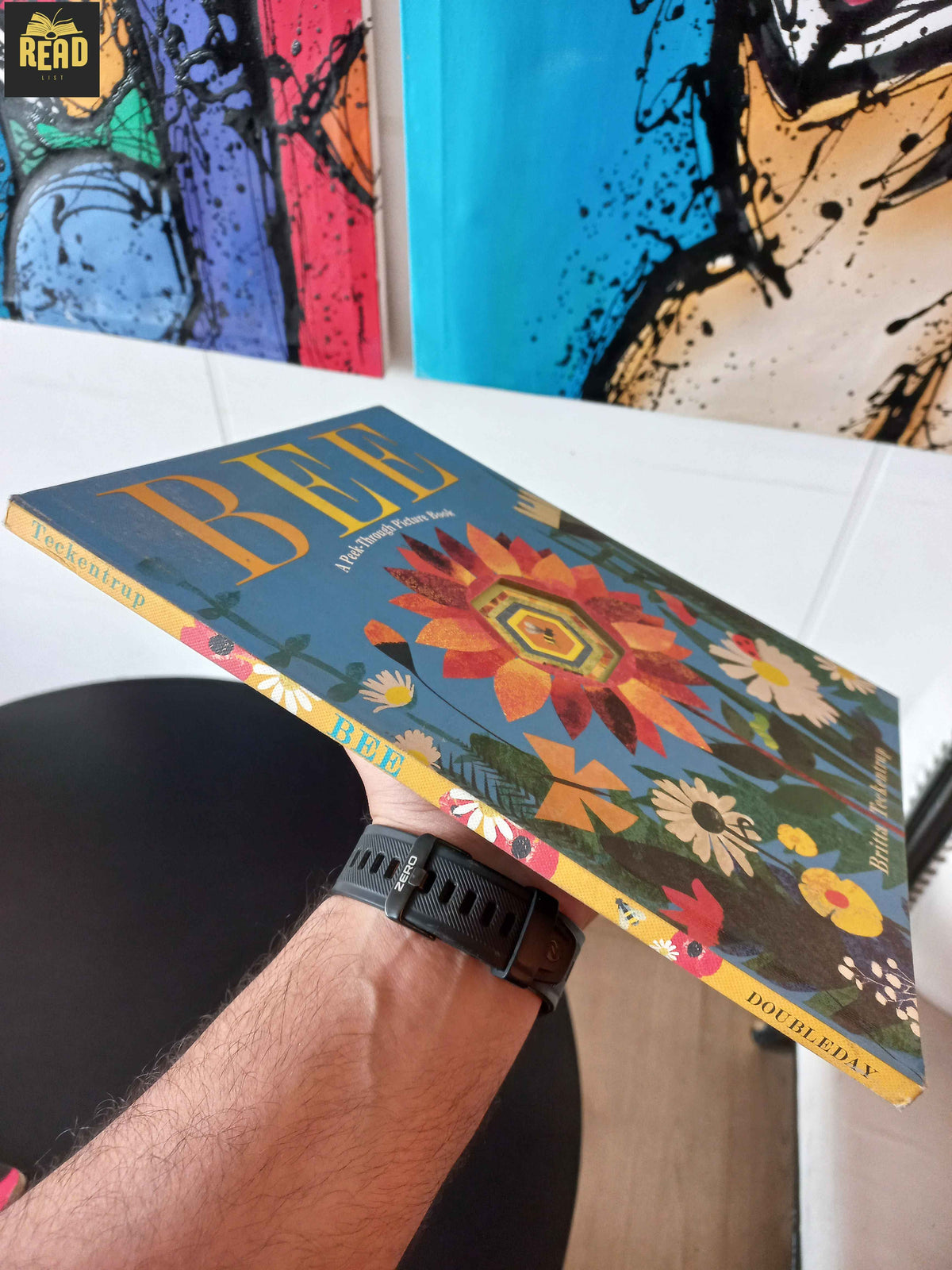Bee A Peek-Through Picture Book by Britta Teckentrup book spine