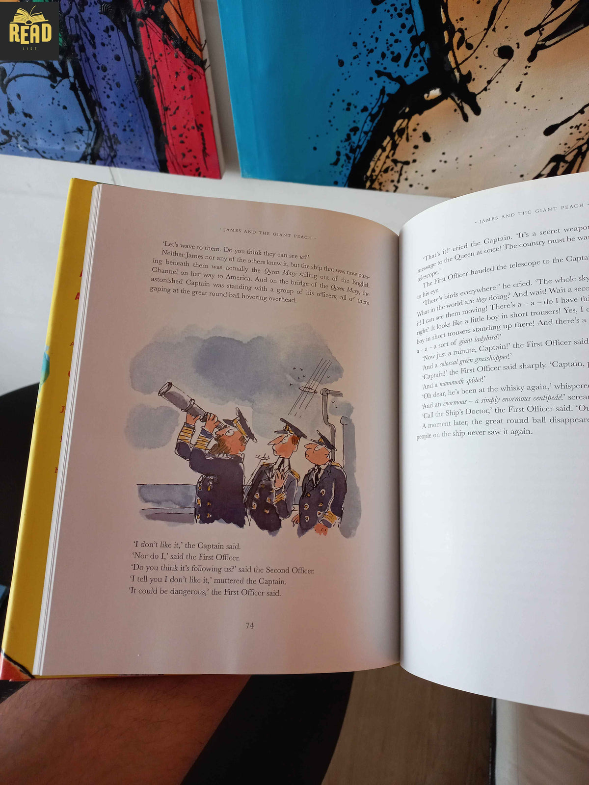 Inside pages of James and the Giant Peach by Roald Dahl