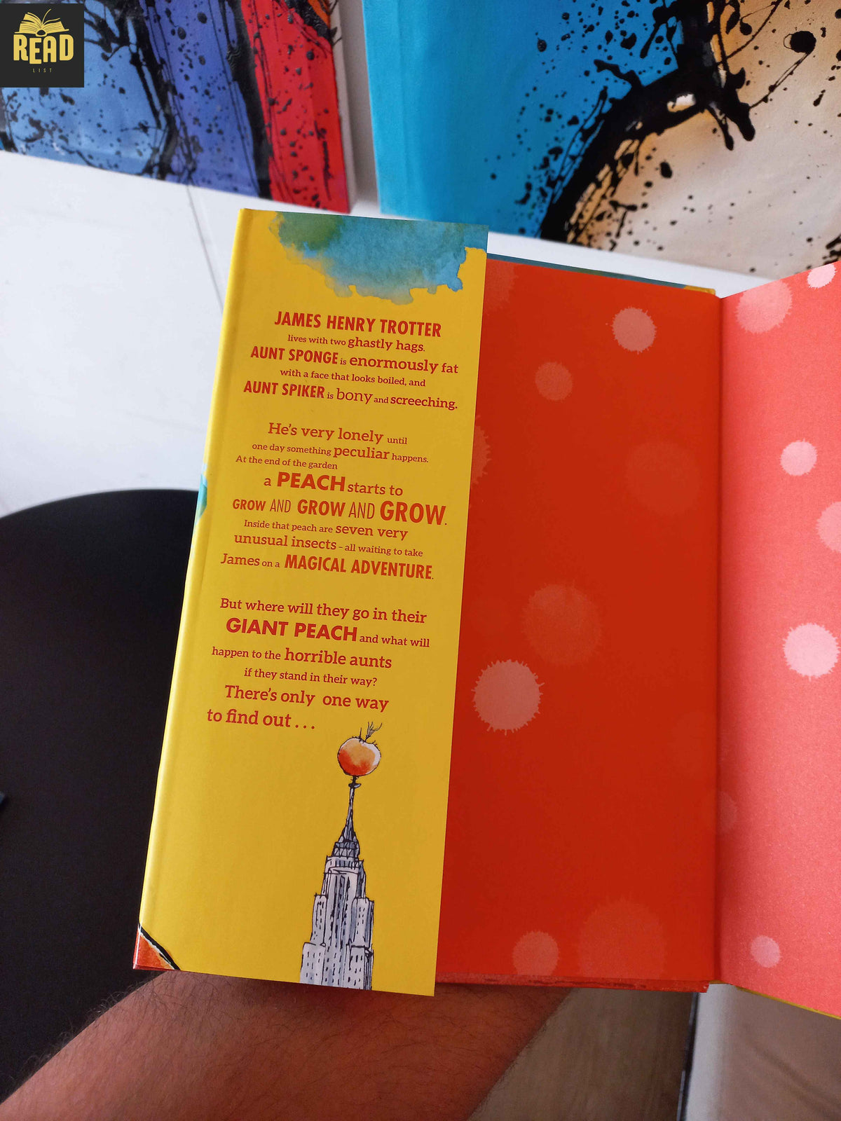 Inside pages of James and the Giant Peach by Roald Dahl