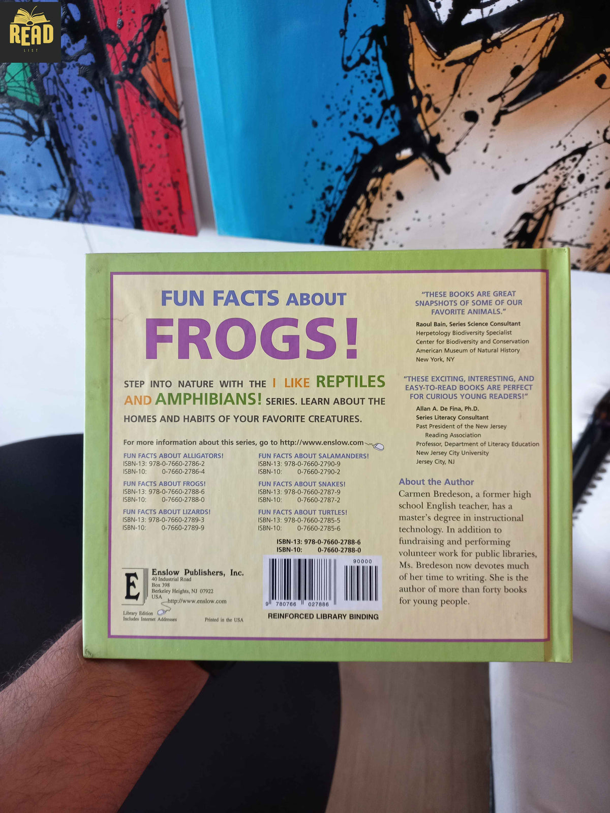 Fun Facts About Frogs! by Carmen Bredeson back cover