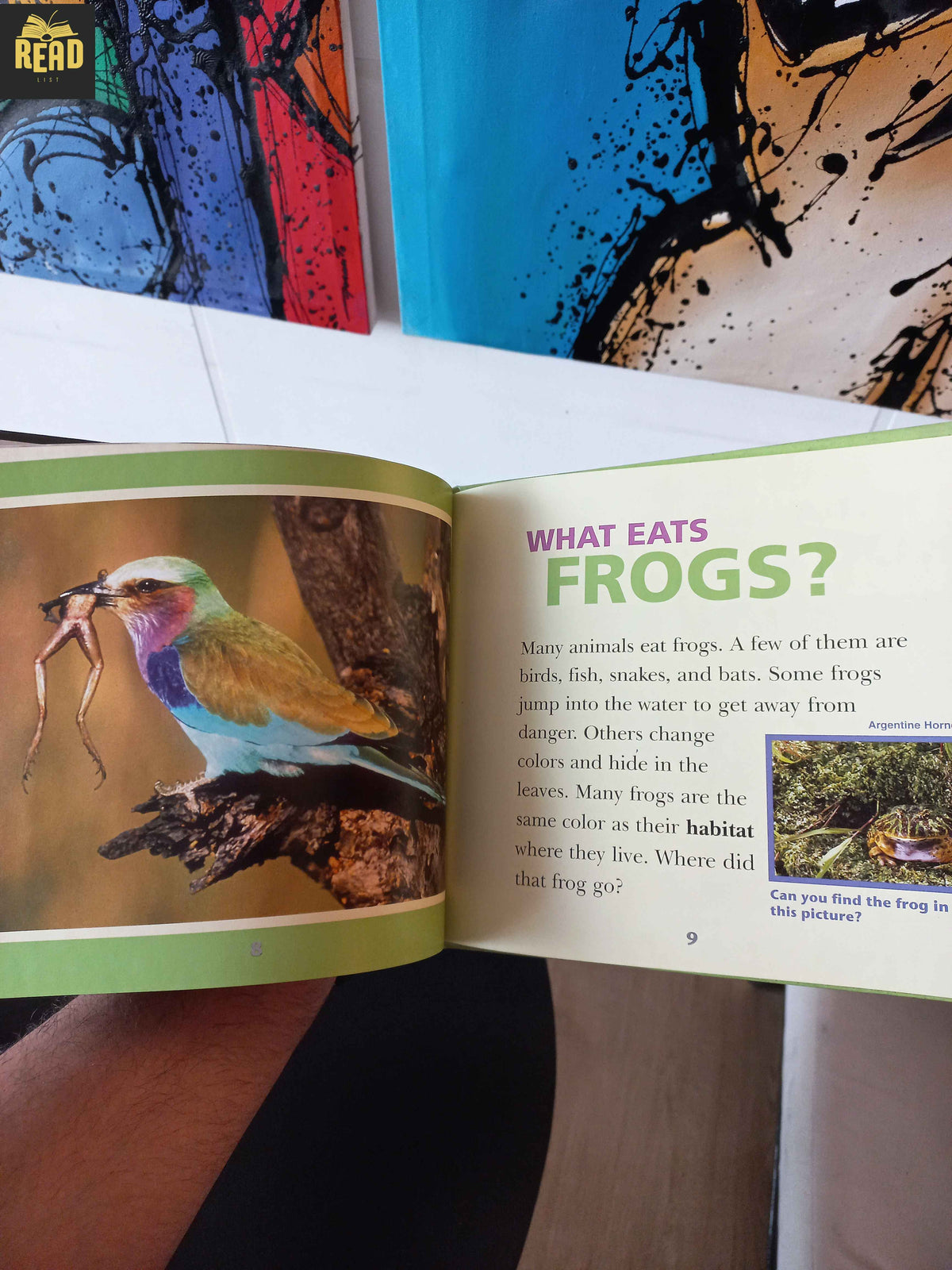 Inside pages of Fun Facts About Frogs! by Carmen Bredeson
