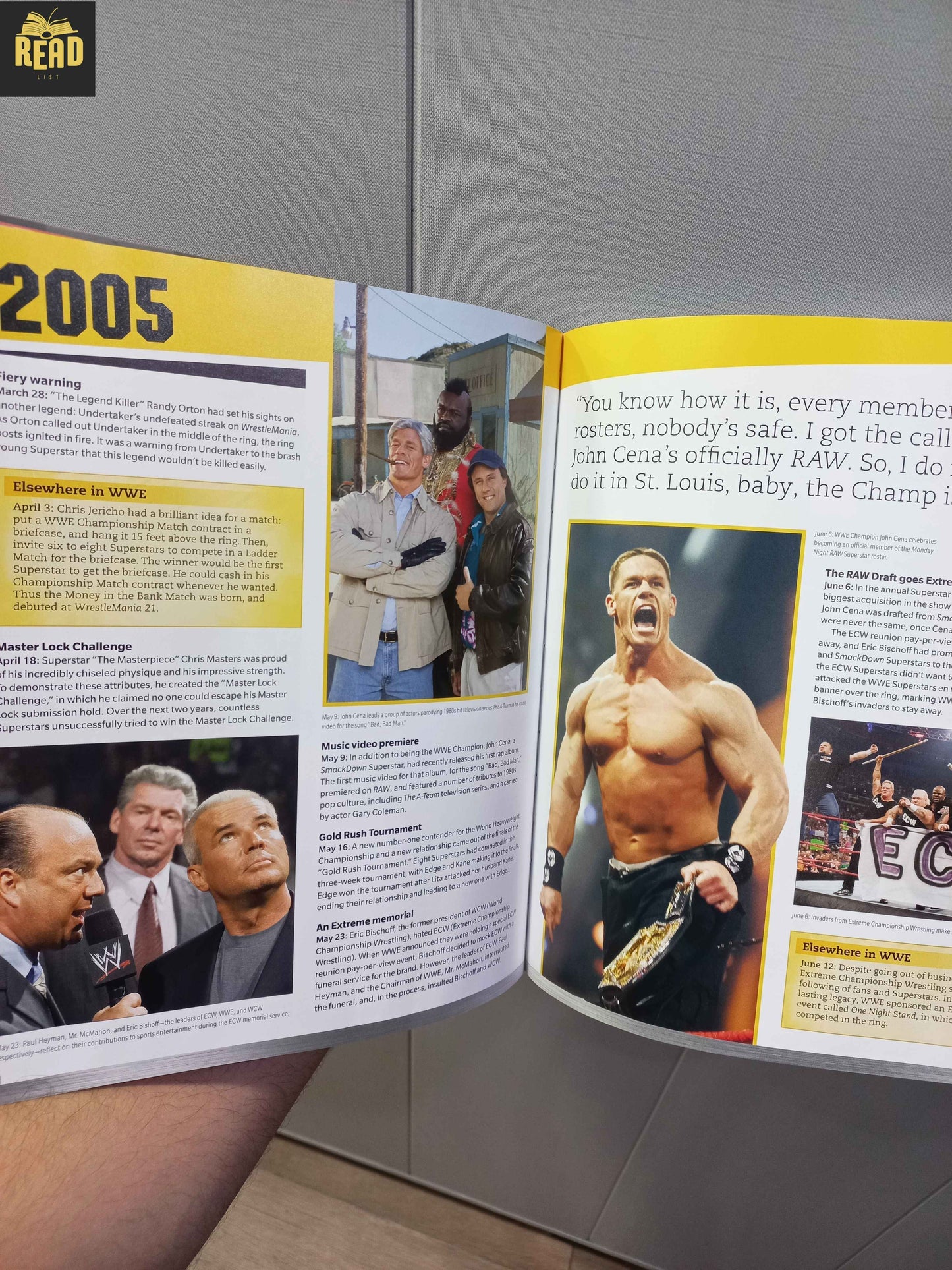 Inside pages of WWE RAW The First 25 Years