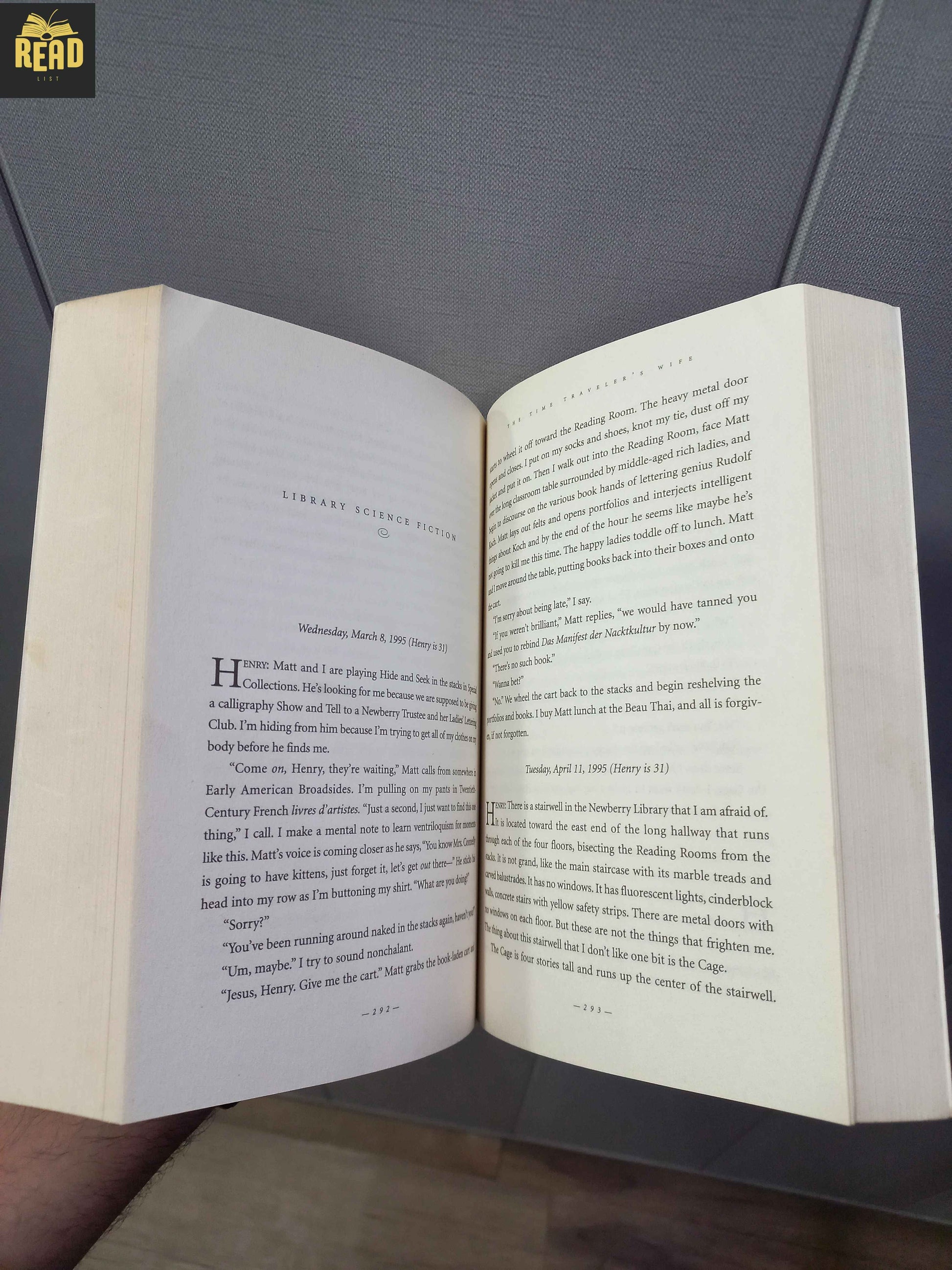 Inside pages of The Time Traveler's Wife by Audrey Niffenegger