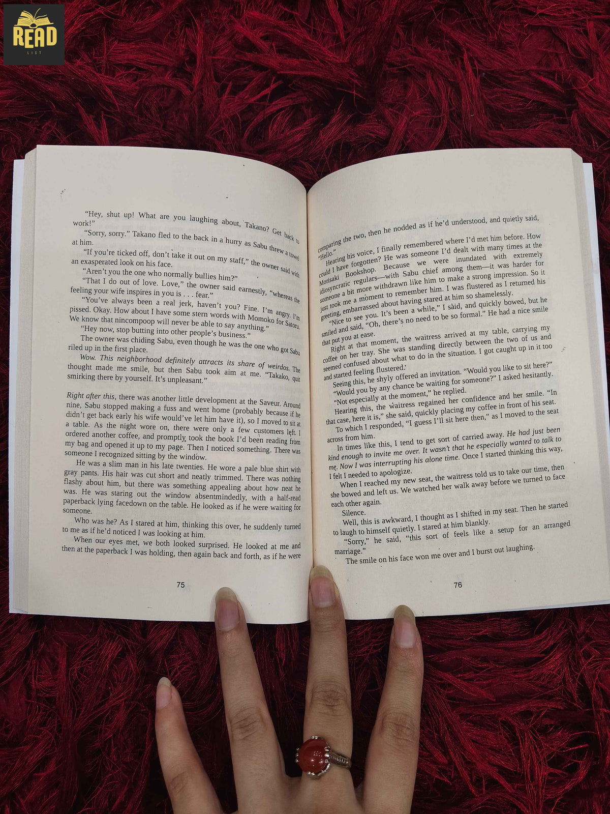 Inside pages of Days at the Morisaki Bookshop by Satoshi Yagisawa
