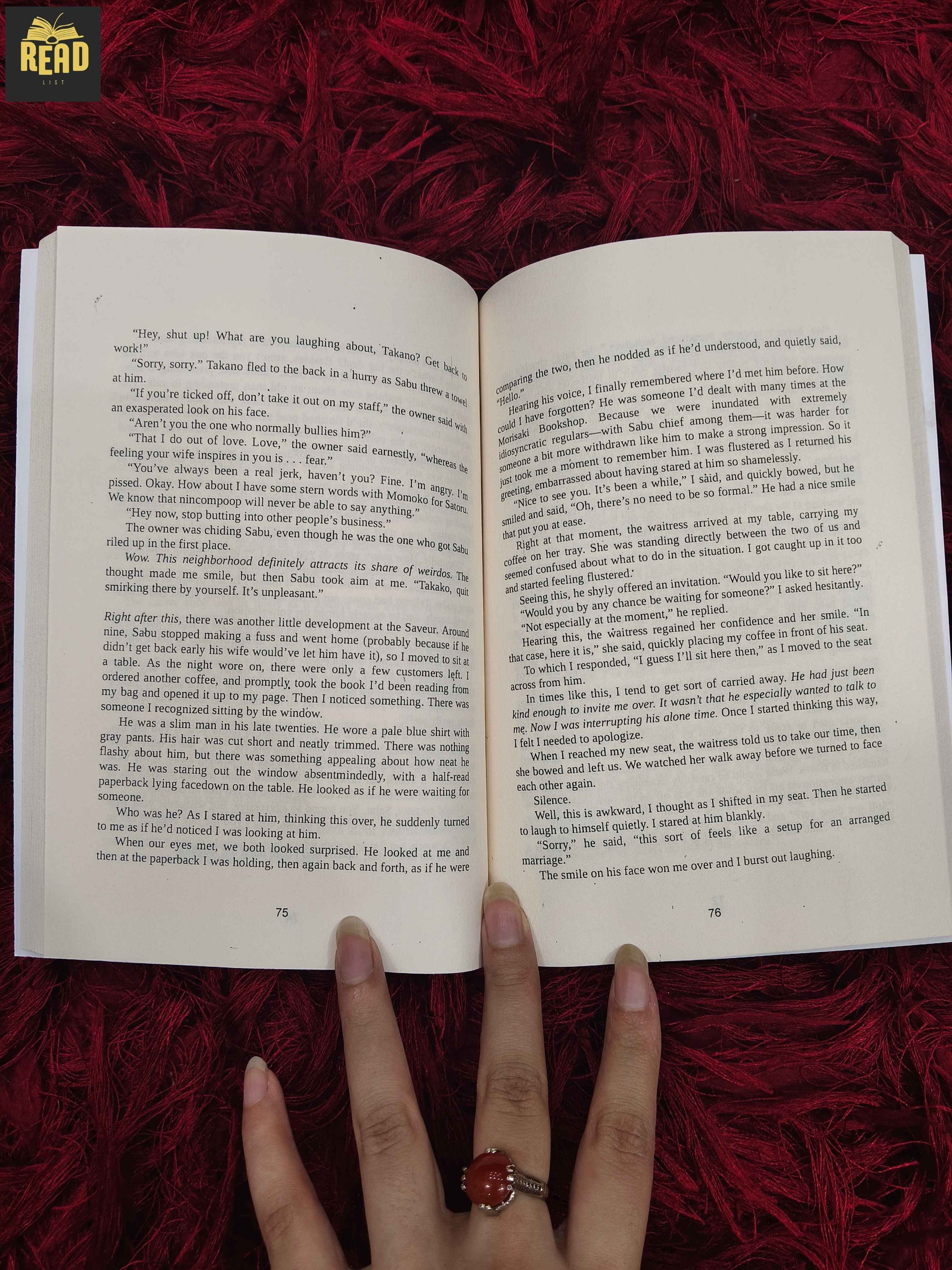 Inside pages of Days at the Morisaki Bookshop by Satoshi Yagisawa