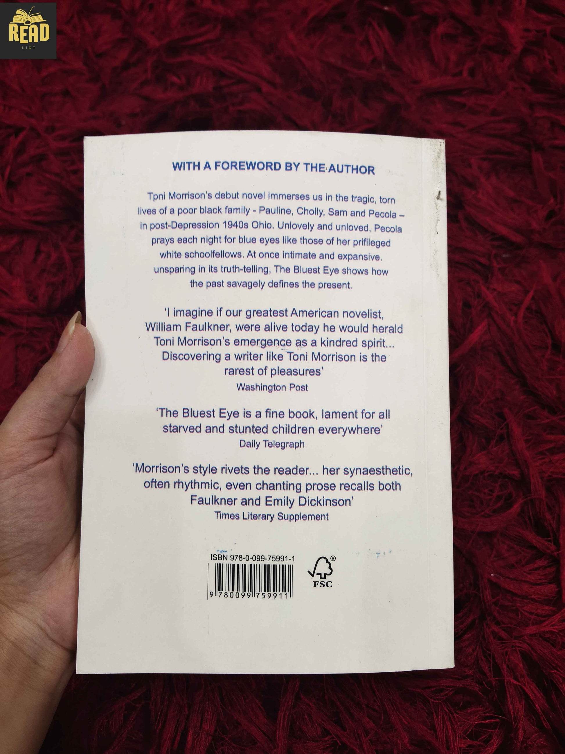 Back cover of The Bluest Eye by Toni Morrison