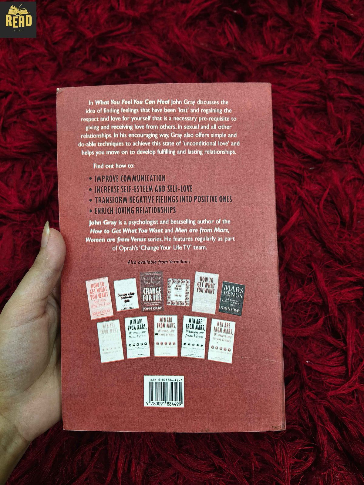 Back cover of What You Feel You Can Heal by John Gray
