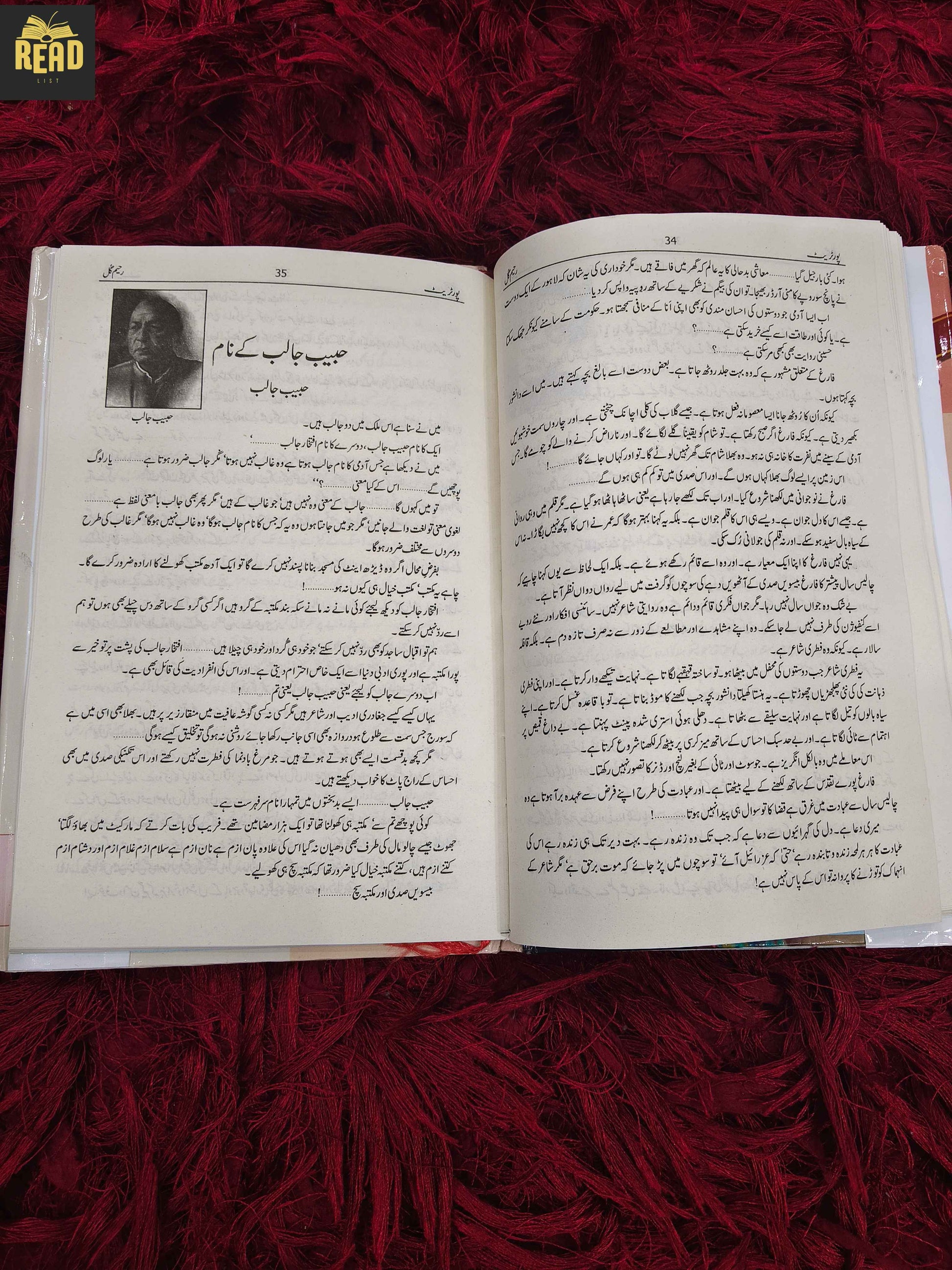 Portrait by Raheem Gul Urdu novel inside pages