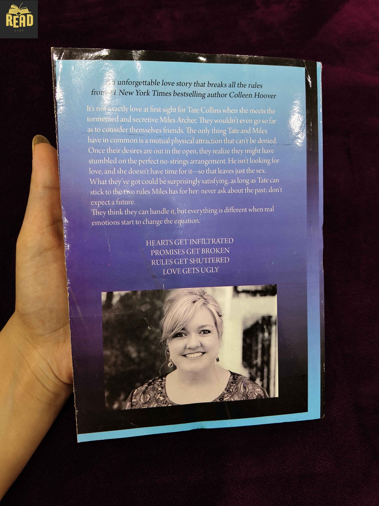 Ugly Love by Colleen Hoover romance novel back cover