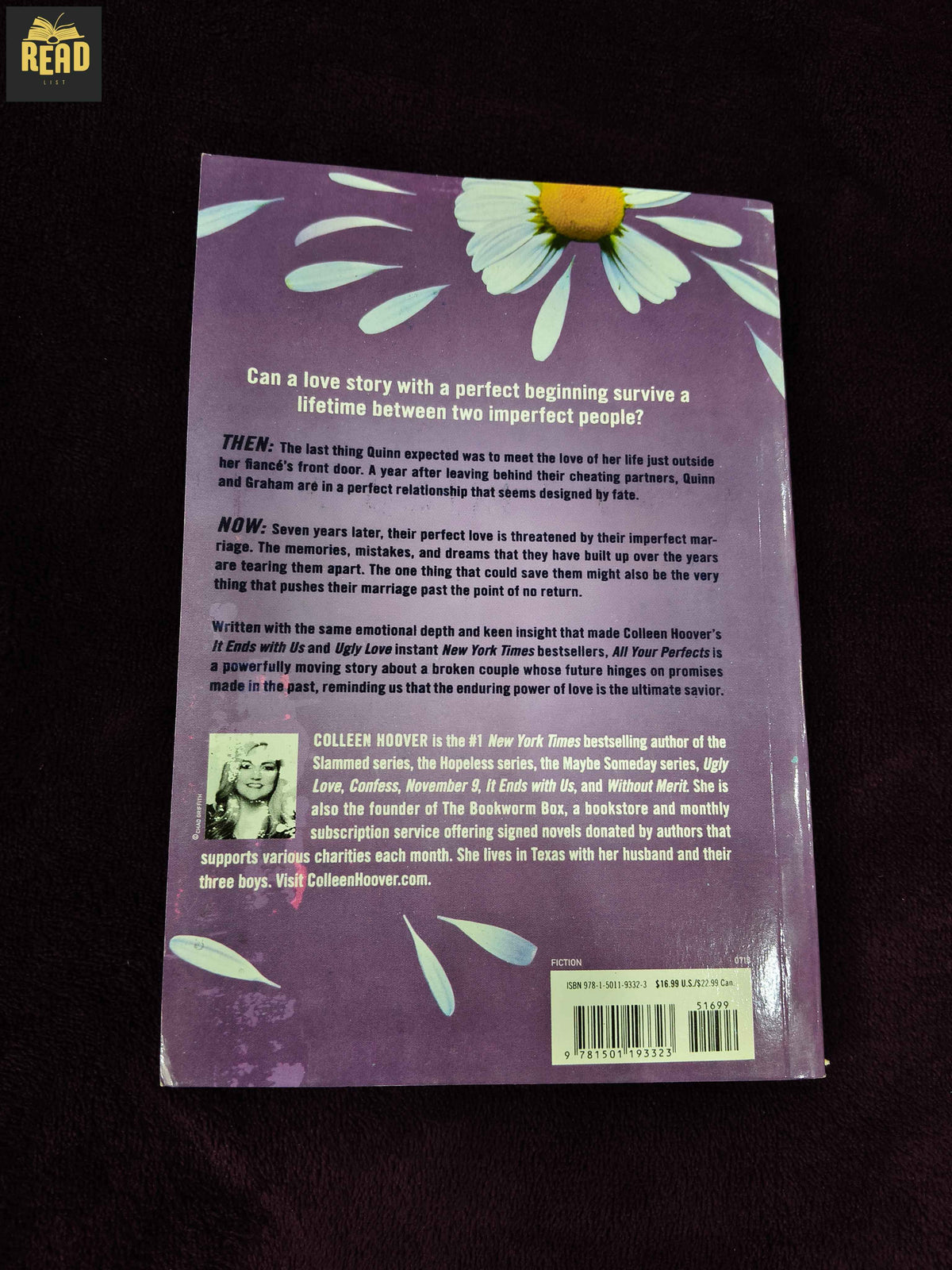 All Your Perfects by Colleen Hoover romance novel back cover