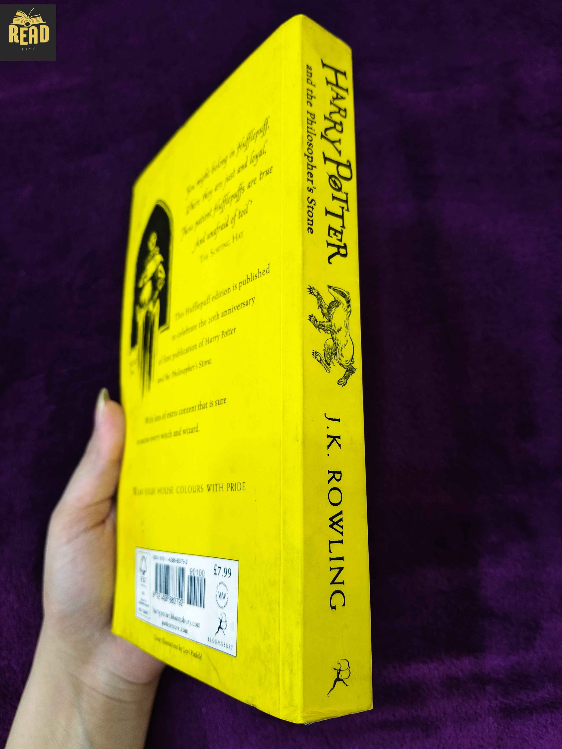 Harry Potter and the Philosophers Stone by JK Rowling book spine
