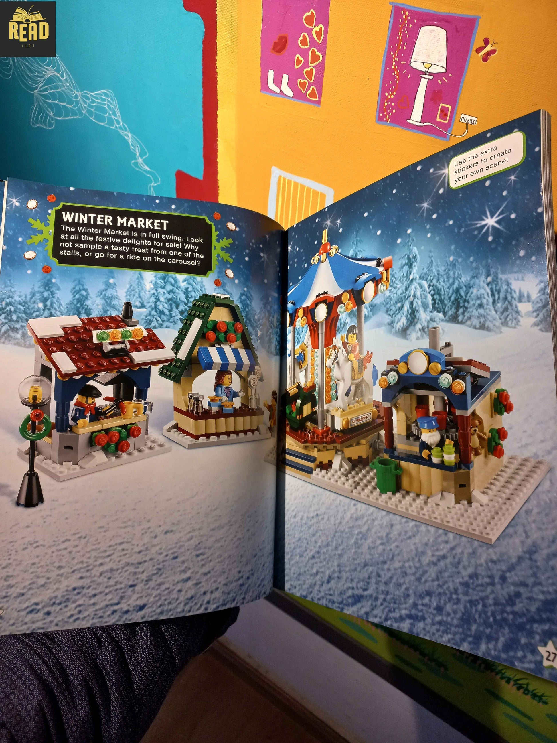 LEGO Winter Wonderland Ultimate Sticker Collection inside pages with colorful LEGO stickers