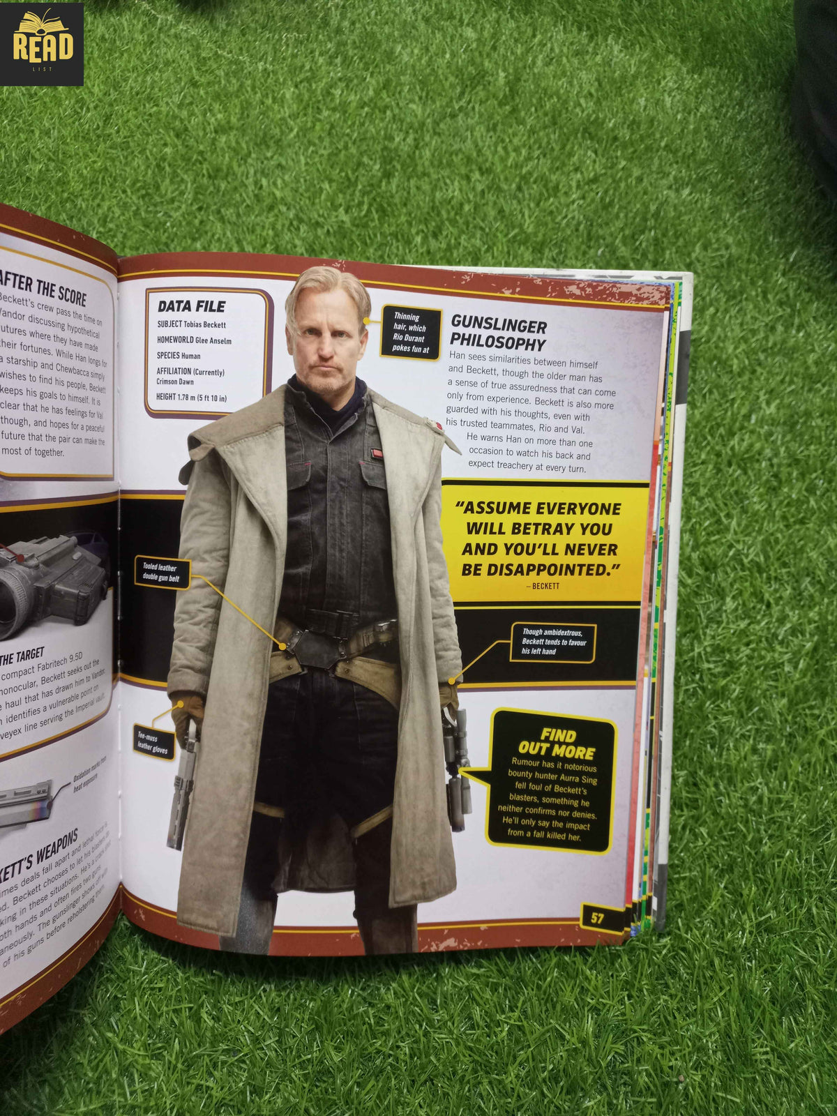 Solo A Star Wars Story The Official Guide illustrated inside pages featuring Han Solo