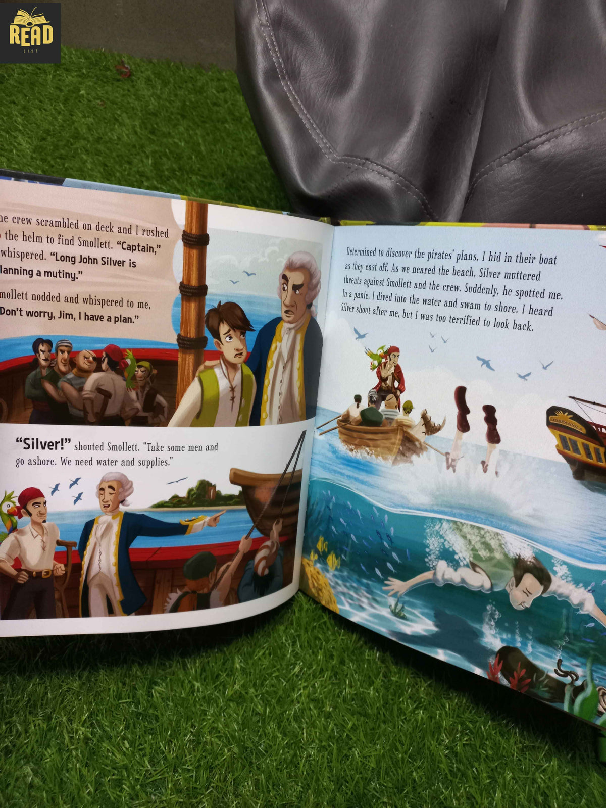 Treasure Island 2 in 1 illustrated inside pages featuring the classic pirate adventure