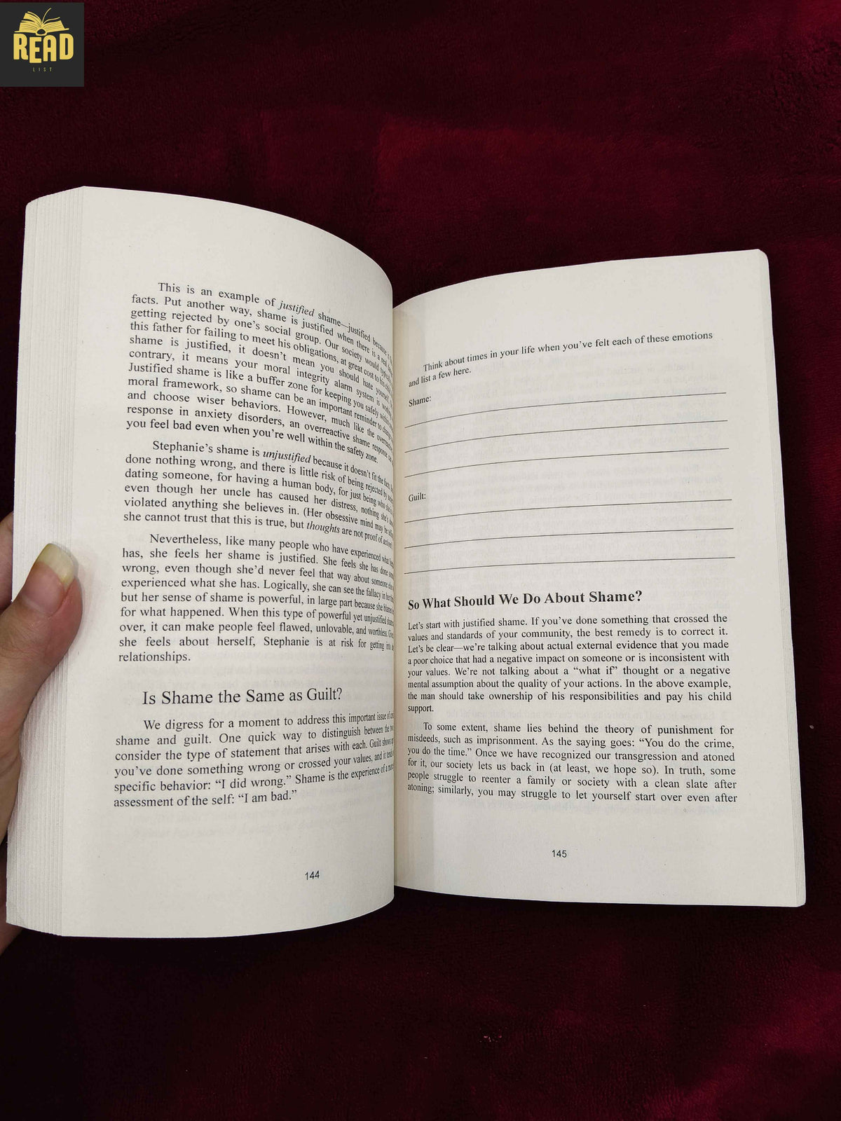 The Unwanted Thoughts and Intense Emotions Workbook by Jon Hershfield and Blaise Aguirre inside pages